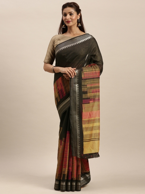 

Vaamsi Black & Yellow Art Silk Printed Saree