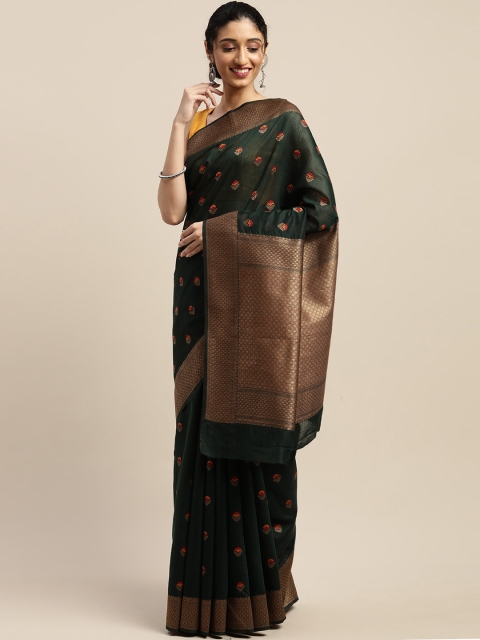 

Vaamsi Green & Gold-Toned Art Silk Woven Design Saree