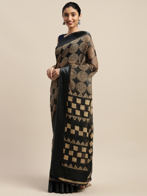 

Vaamsi Black & Beige Art Silk Printed Saree