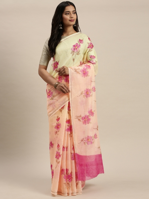 

Vaamsi Peach-Coloured Floral Printed Art Silk Saree