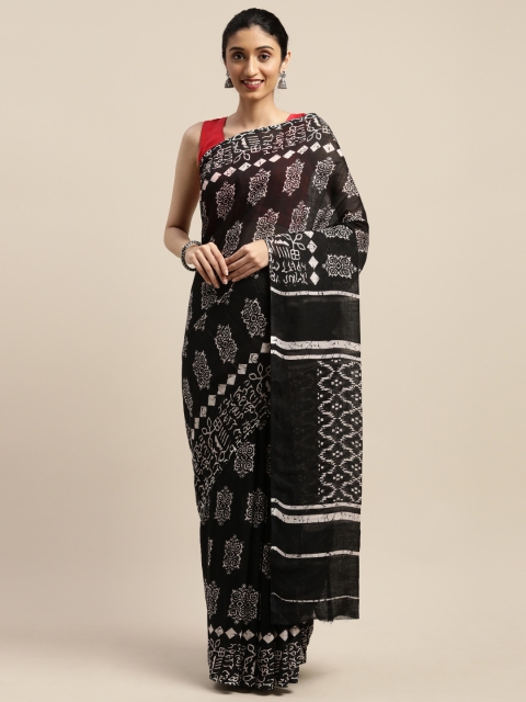 

Vaamsi Black & White Art Silk Ethnic Printed Saree
