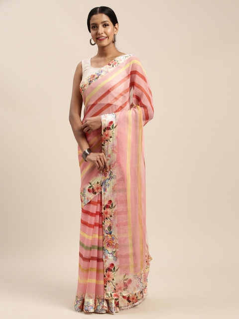 

Vaamsi Pink & Multicoloured Art Silk Striped Saree