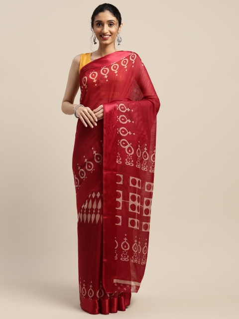

Vaamsi Maroon & Beige Art Silk Printed Saree