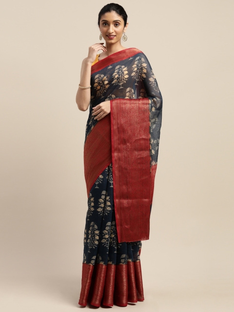 

Vaamsi Blue Printed Art Silk Saree
