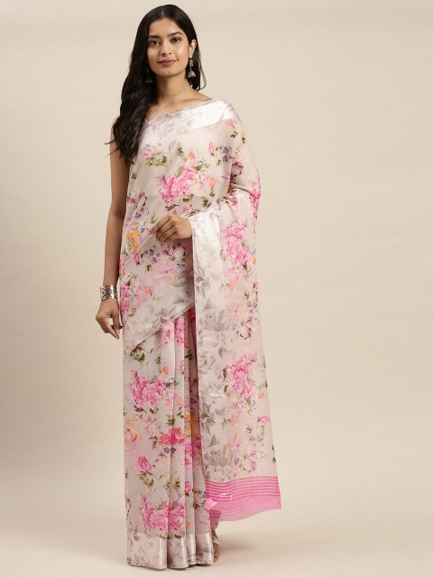 

Vaamsi Beige Floral Printed Art Silk Saree