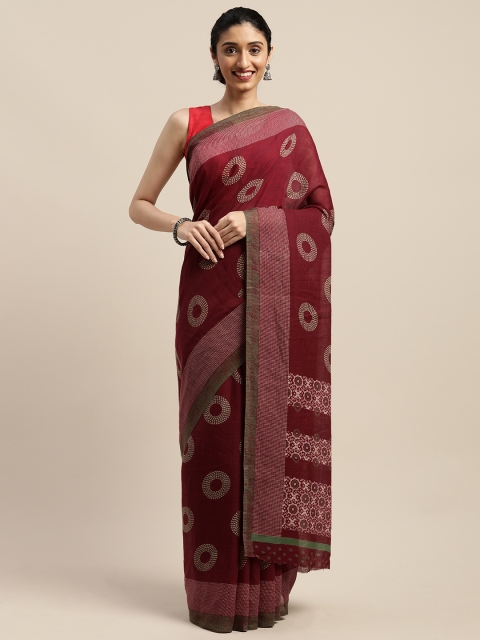 

Vaamsi Magenta Geometric Printed Art Silk Saree