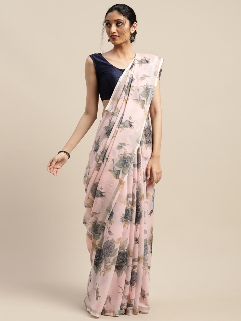 

Vaamsi Pink & Grey Art Silk Printed Saree