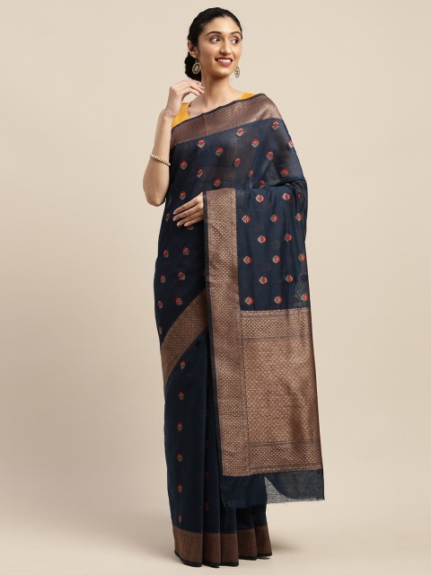 

Vaamsi Navy Blue Printed Art Silk Saree