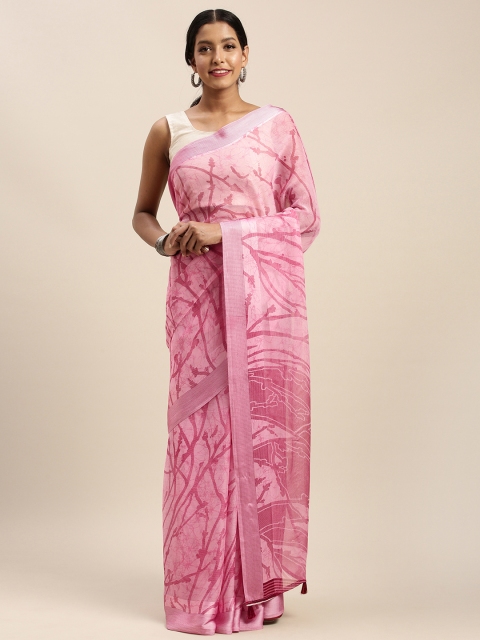

Vaamsi Pink Printed Art Silk Saree with Tassels