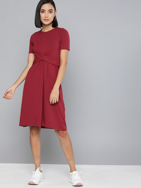 

Chemistry Women Maroon Solid A-Line Dress