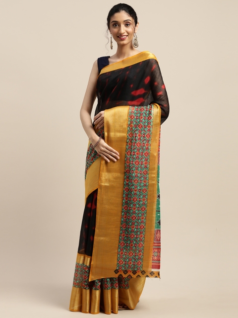 

Vaamsi Black Abstract Printed Art Silk Saree
