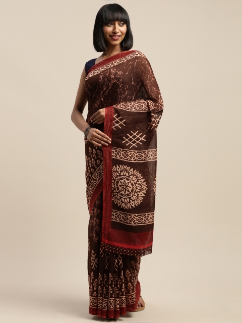 

Vaamsi Brown & Beige Art Silk Printed Saree