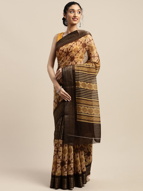

Vaamsi Brown & Black Art Silk Abstract Printed Saree