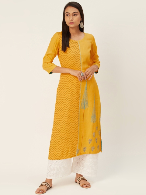 

DIVA WALK Women Yellow Printed A-Line Kurta