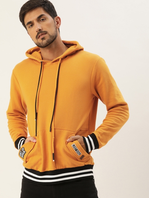 

Campus Sutra Men Mustard Solid Hooded Sweatshirt