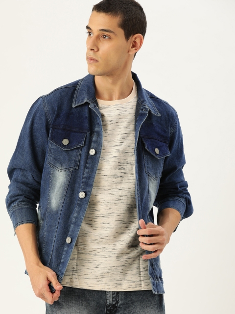 

Campus Sutra Men Blue Washed Bio-Wash Denim Jacket