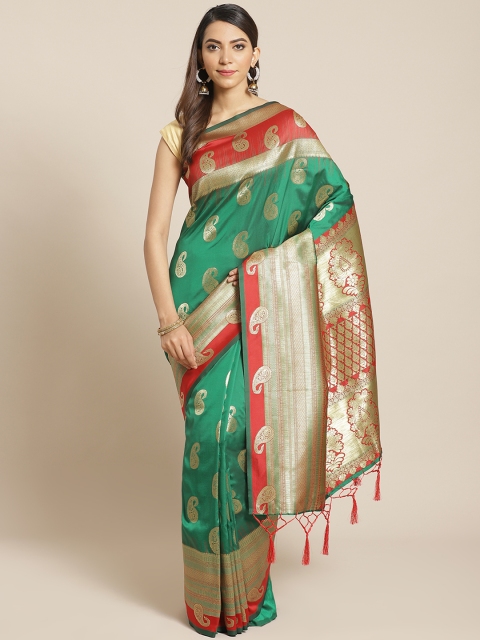

Mitera Green & Golden Woven Design Saree