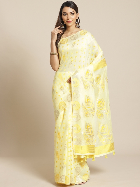 

Mitera Yellow Woven Design Pure Cotton Saree