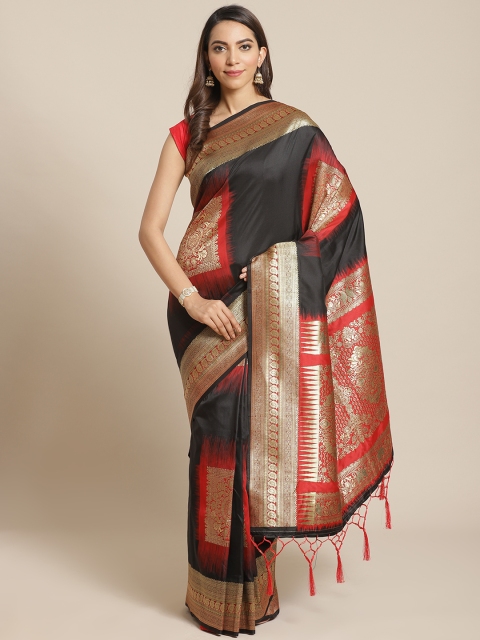 

Mitera Black & Red Woven Design Saree