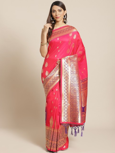 

Mitera Magenta & Golden Woven Design Saree