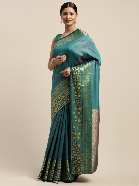 

Mitera Teal Green Silk Blend Woven Design Paithani Saree