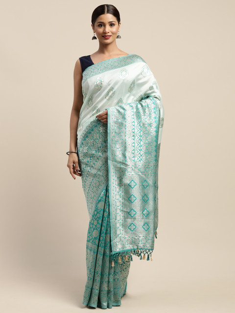 

Mitera Blue & Silver Woven Design Saree