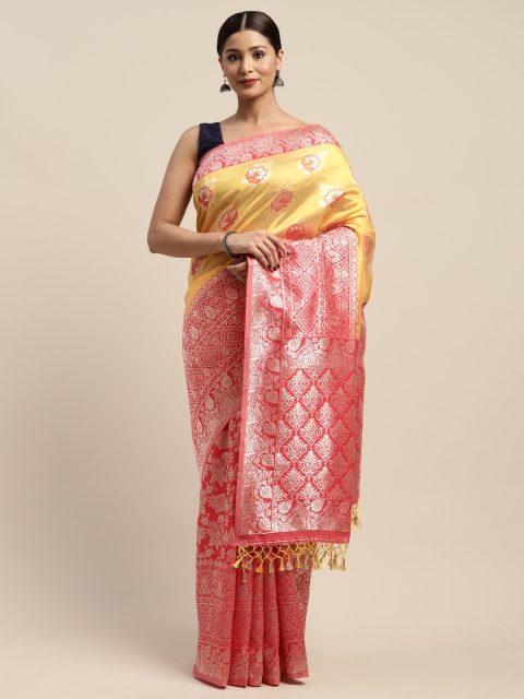 

Mitera Yellow & Red Woven Design Saree