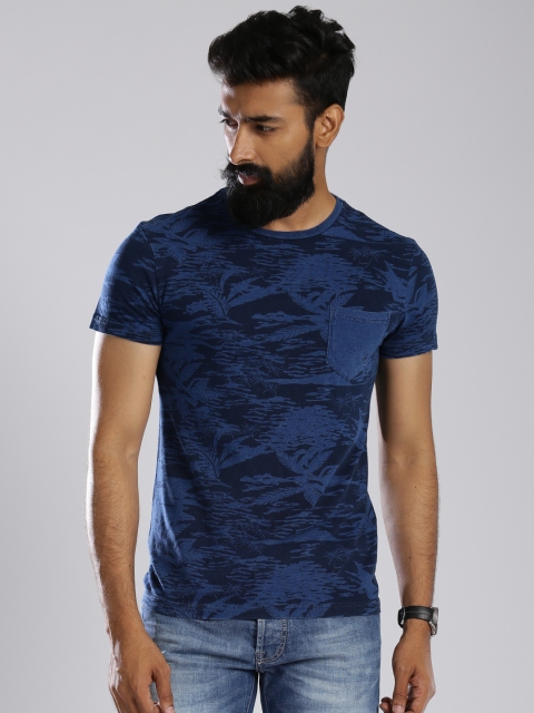 

GAS Navy Printed Slim T-shirt, Navy blue