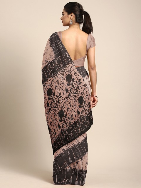 

Pavechas Mauve & Black Polycotton Printed Mangalagiri Saree