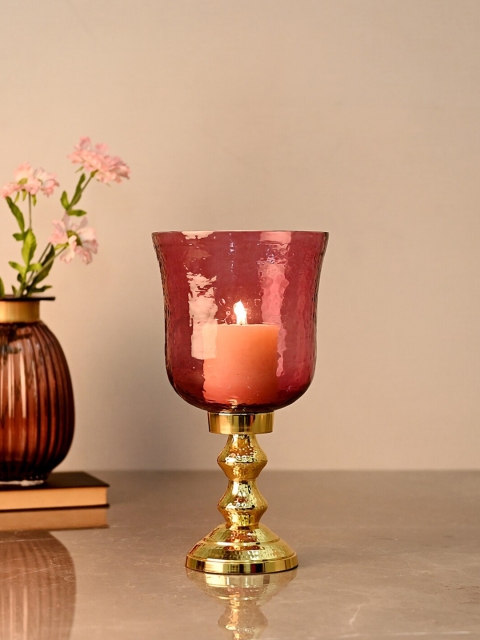 

Pure Home and Living Purple Shell Hammered Hurricane Glass Candle Holder