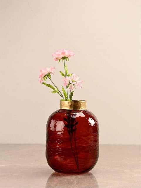 

Pure Home and Living Red Vase with Golden Ring