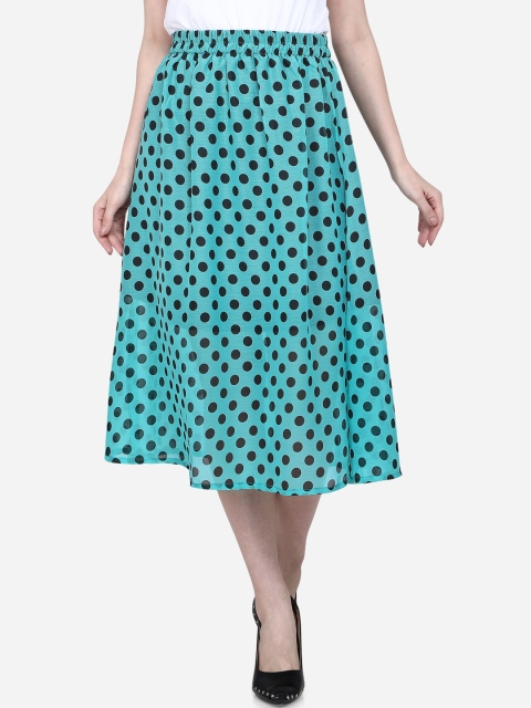 

Smarty Pants Women Se Green Polka Dots Printed A-Line Skirt, Sea green