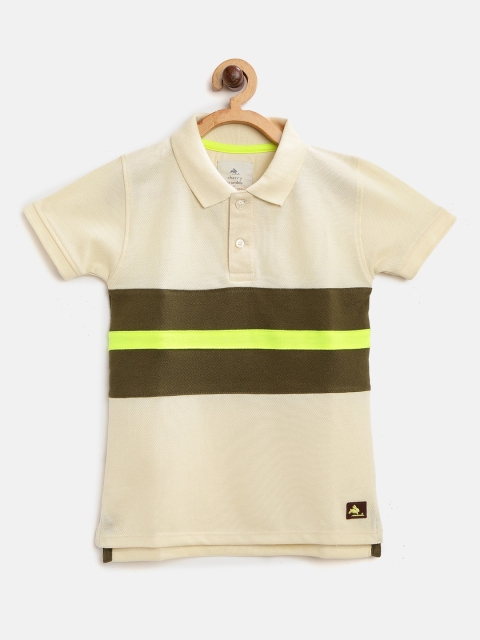 

Cherry Crumble Kids Cream & Brown Colourblocked Polo Collar T-shirt