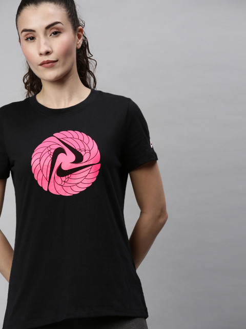 

Nike Women Black Printed ICON CLASH 1 Cotton T-shirt