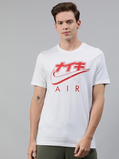 

Nike Men White Printed Round Neck T-shirt