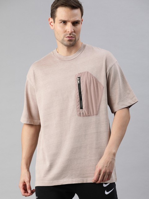 

Nike Men Beige Solid Round Neck Pure Cotton T-shirt