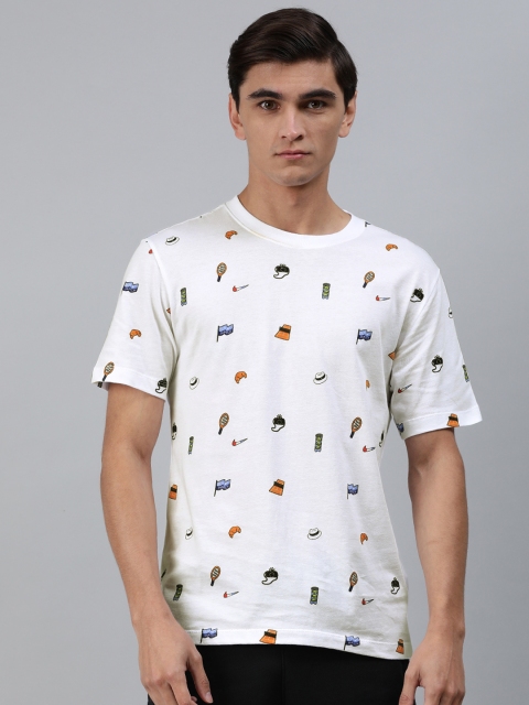 

Nike Men White Printed Round Neck NKCT RG Tennis T-shirt