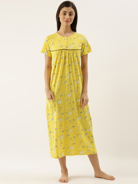 

Slumber Jill Women Yellow & Green Printed Nightdress