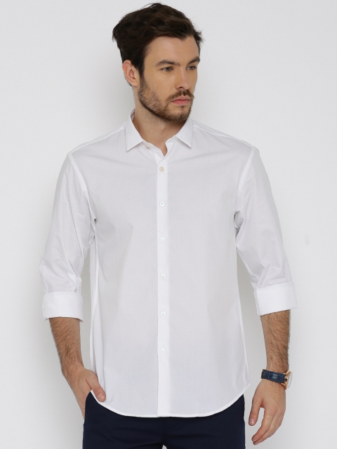 

Wills Lifestyle Men White Slim Fit Self-design Casual Shirt