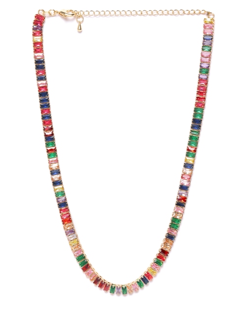 

DIVA WALK EXCLUSIVE Multicoloured Gold-Plated Stone Studded Necklace, Multi