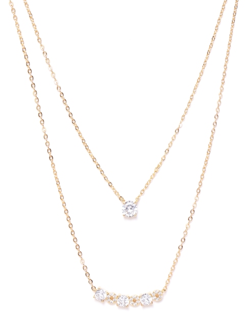 

ELLE Multicoloured Gold-Plated Stone Studded Layered Necklace