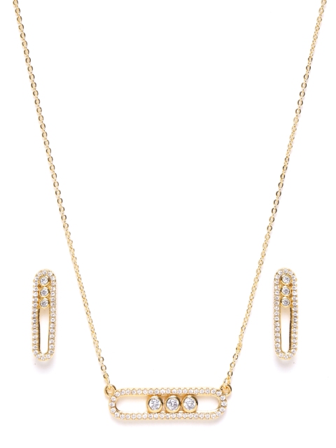 

DIVA WALK EXCLUSIVE Gold-Plated Stone-Studded Geometric JewDIVA WALK EXCLUSIVEry Set
