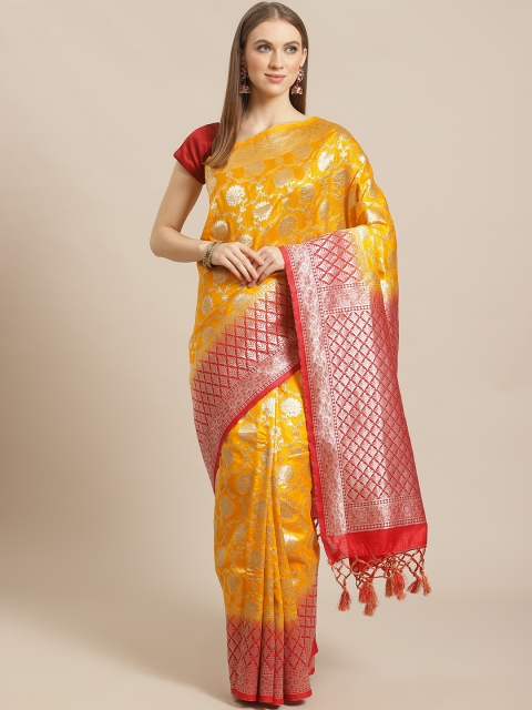 

Mitera Mustard & Golden Zari Woven Design Saree