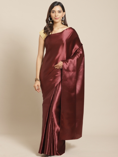 

KALINI Coffee Brown & Golden Solid Saree