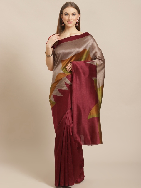 

KALINI Maroon & Beige Printed Saree