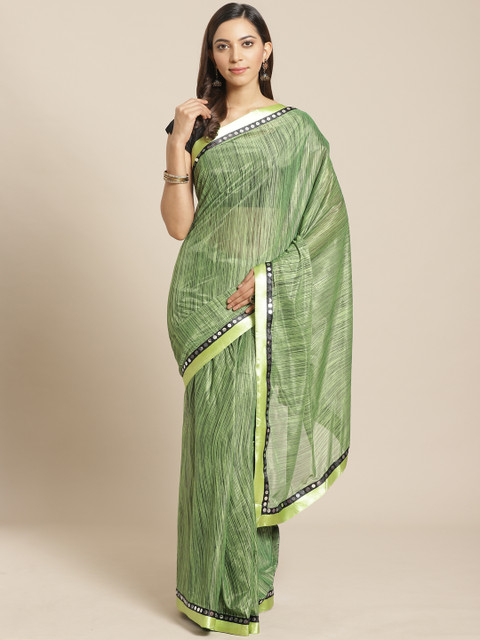 

KALINI Green Self Striped Saree