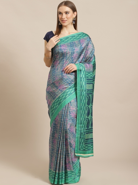 

KALINI Blue & Green Printed Saree