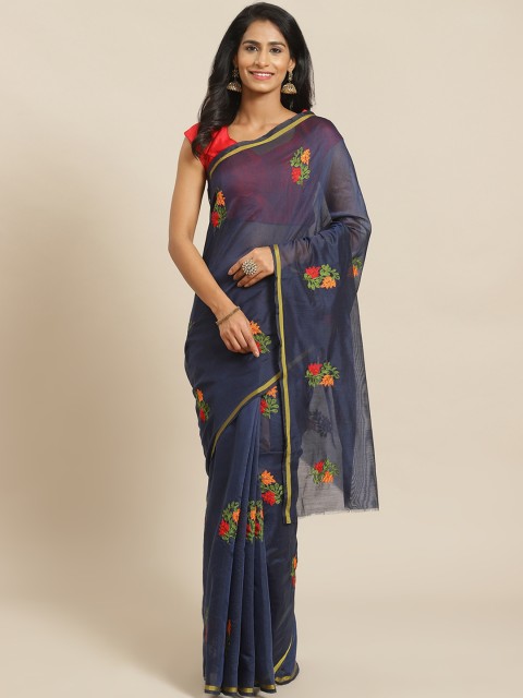 

KALINI Navy Blue & Golden Embroidered Saree