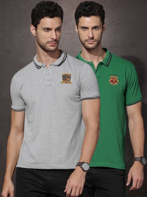

Roadster Men Pack of 2 Polo T-shirts, Green