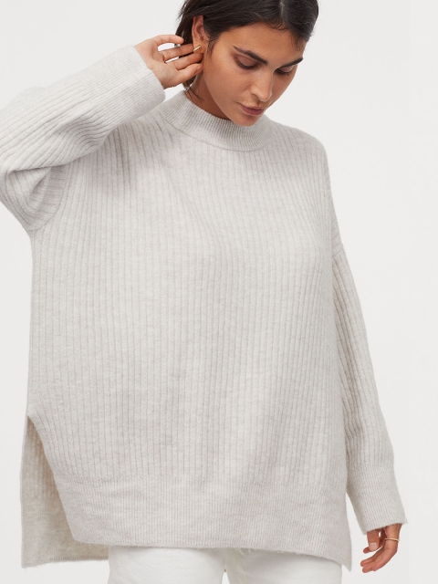 

H&M Grey Rib-Knit Jumper
